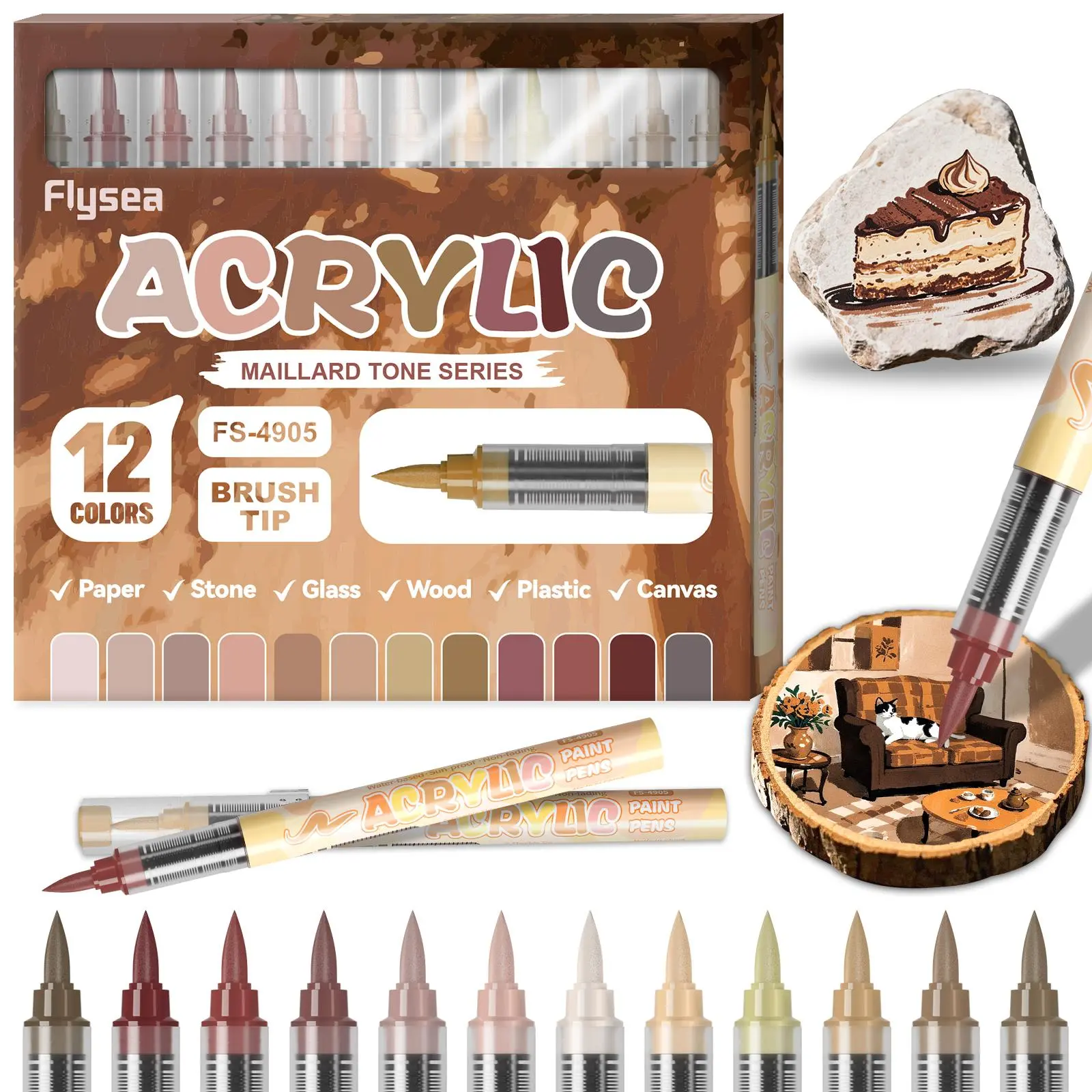 96 Colors Painting Pens, Liquid Acrylic Markers, 8 Color Sets, 1 Box 12 Gradient Colors, Professional Drawing Tools, Art Drawing Supplies, Holiday Gifts