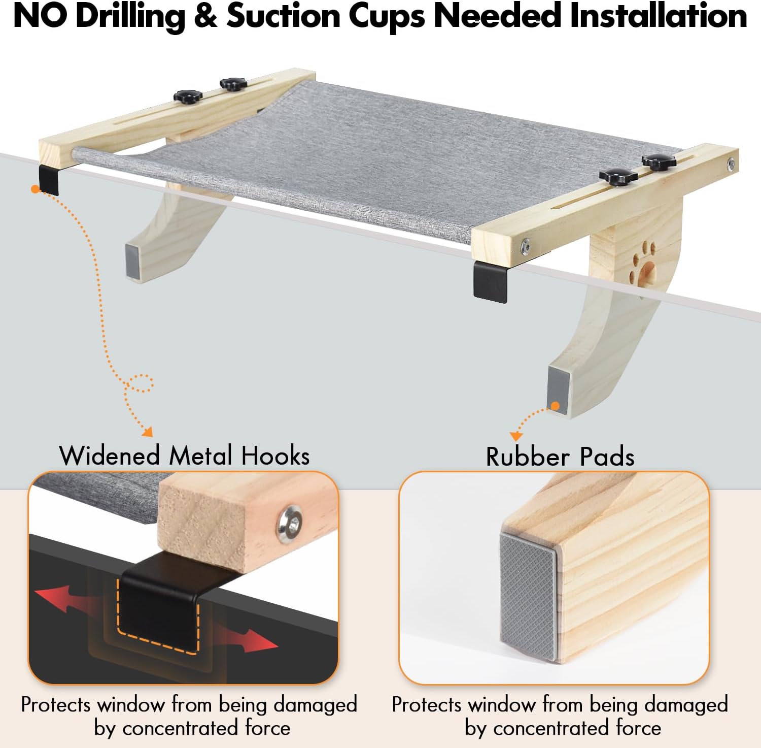 Adjustable Cat Window Perch Hammock Multi Purpose Pet Lounge for Window Sill Desk Cabinet Cozy Cat Bed with Reinforced Support Quick Setup Foldable for Space Saving