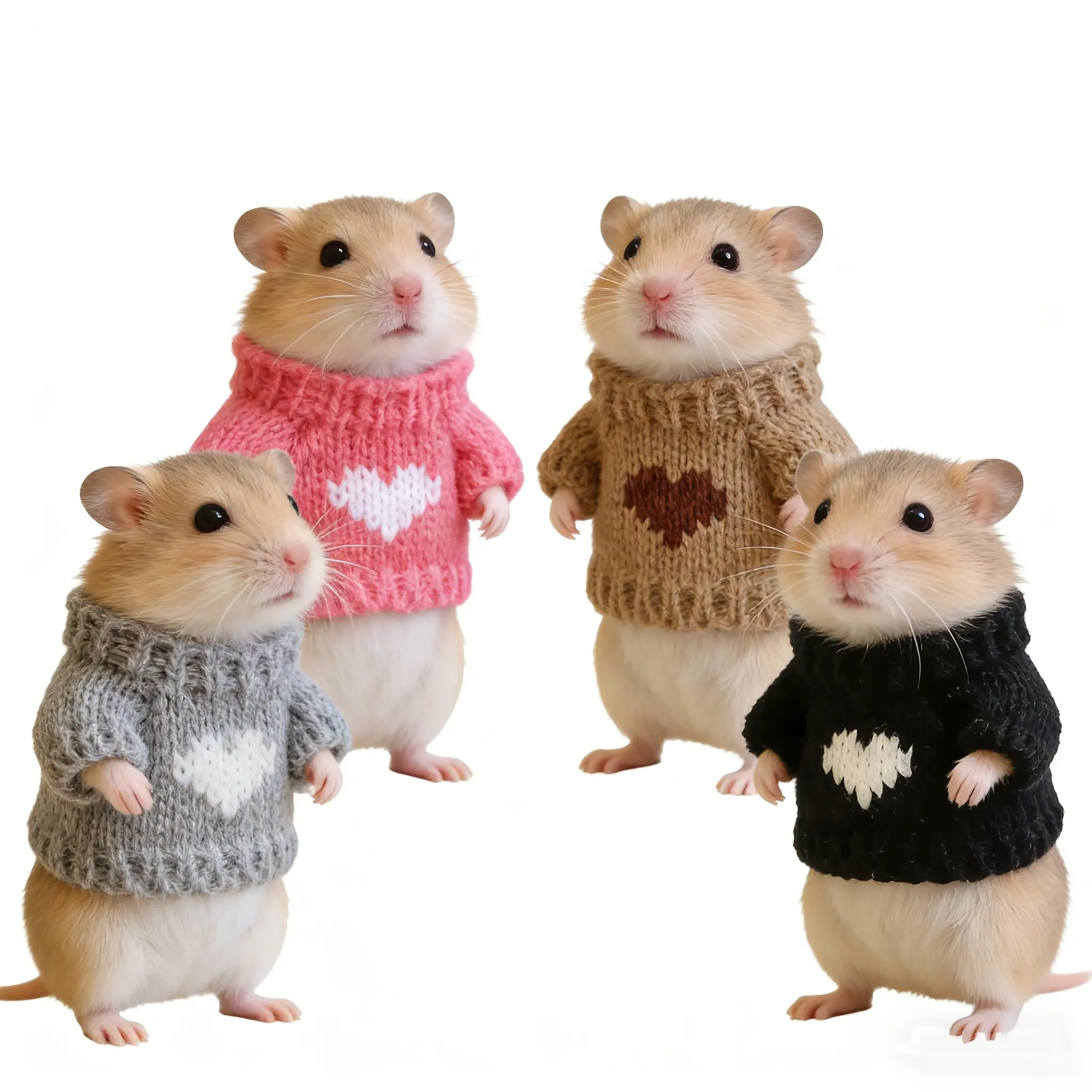 4pcs Mini Cute Hamster Knitted Sweater, Cute Pet Clothing, Suitable for Hamsters/Mice/Sandrats, Ideal for Daily Use, Very Suitable for Pet Photography, Comfortable for Pets to Wear