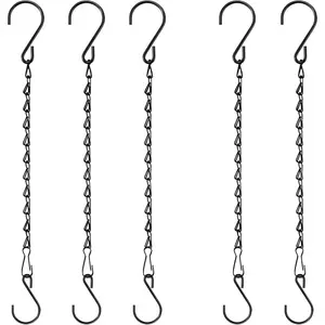 Chain for Hanging Plants, 10 Inch Black Plant Chains for Hanging Planter Baskets Kits with Hooks for Bird Feeder Wind Chime, Small Chains Perfect for Indoor Outdoor Decor (5 PCS)