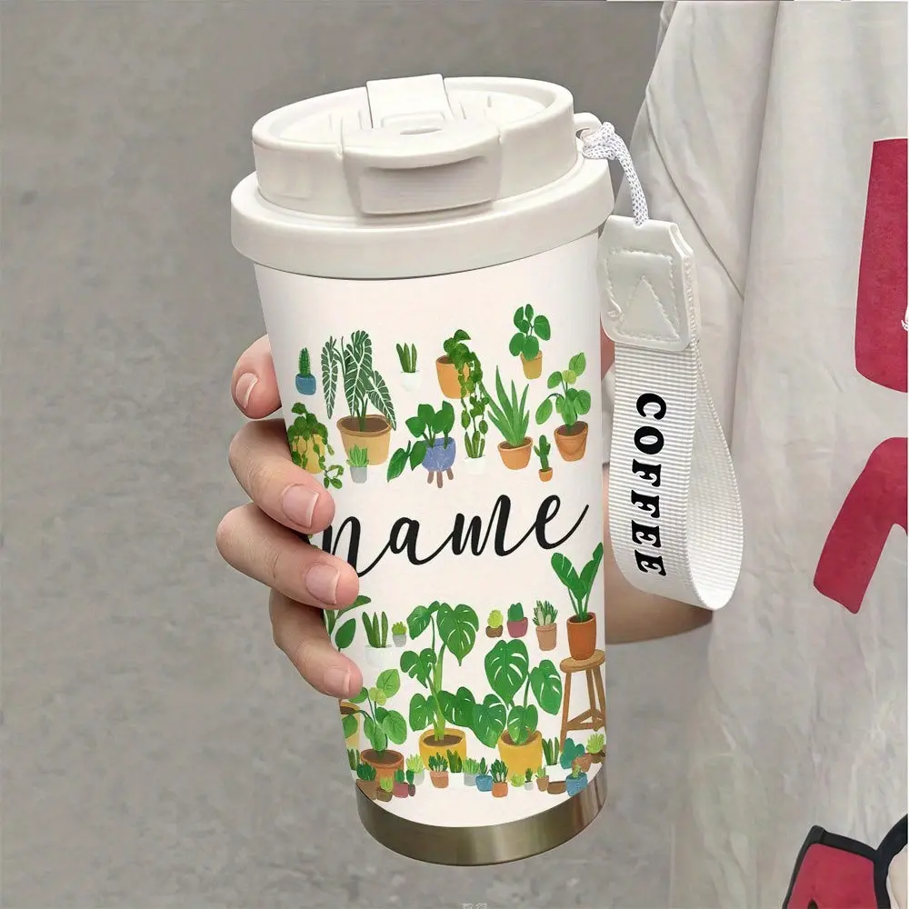 Insulated Coffee Cup with Straw and Lid, 530ML Dual-Wall Vacuum Travel Mug, Leak-Proof Handle, Ideal for Hot/cold Drinks, Portable Insulator