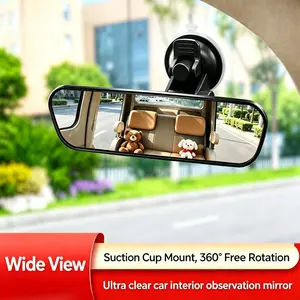 Car Rear View Mirror with Suction Cup, Adjustable Wide Angle Blind Spot Mirror, Universal Fit for 3/4 Wheel Vehicles, Driving Aid Accessory
