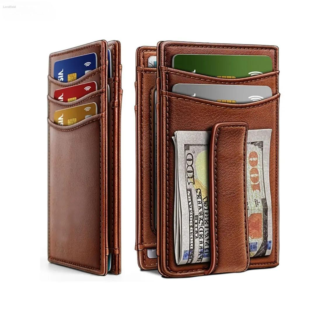 Men’s Magnetic Slim Wallet with Money Clip – RFID Blocking Minimalist Front Pocket Wallet, Compact Secure Large Capacity EDC Wallet for Everyday Carry Travel Business