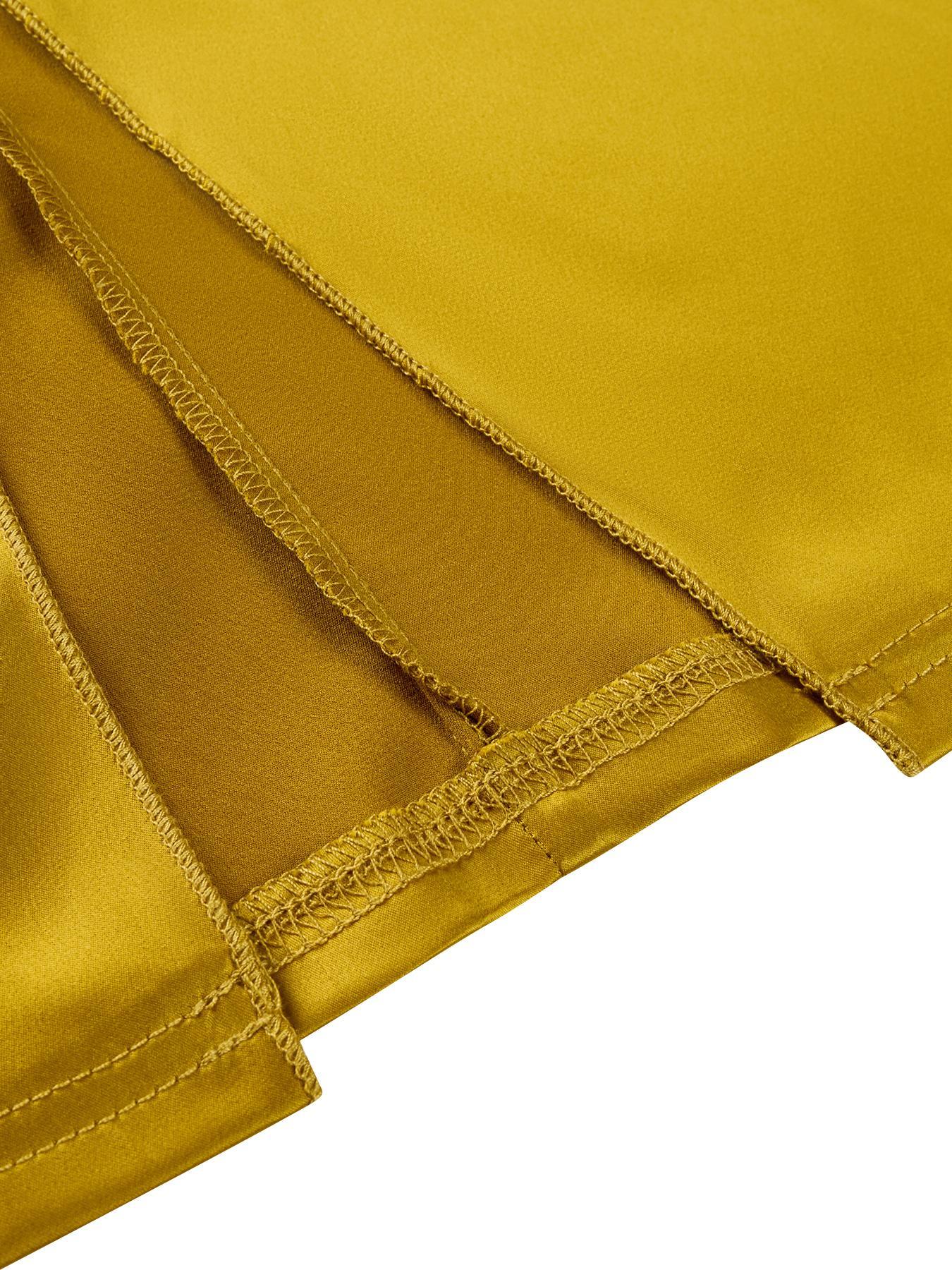 Women's Elegant Slim-Fit V-Neck Short Sleeve Woven Dress, Waist-Tapered Split Hem Long Dress, Fashionable All Season Wear