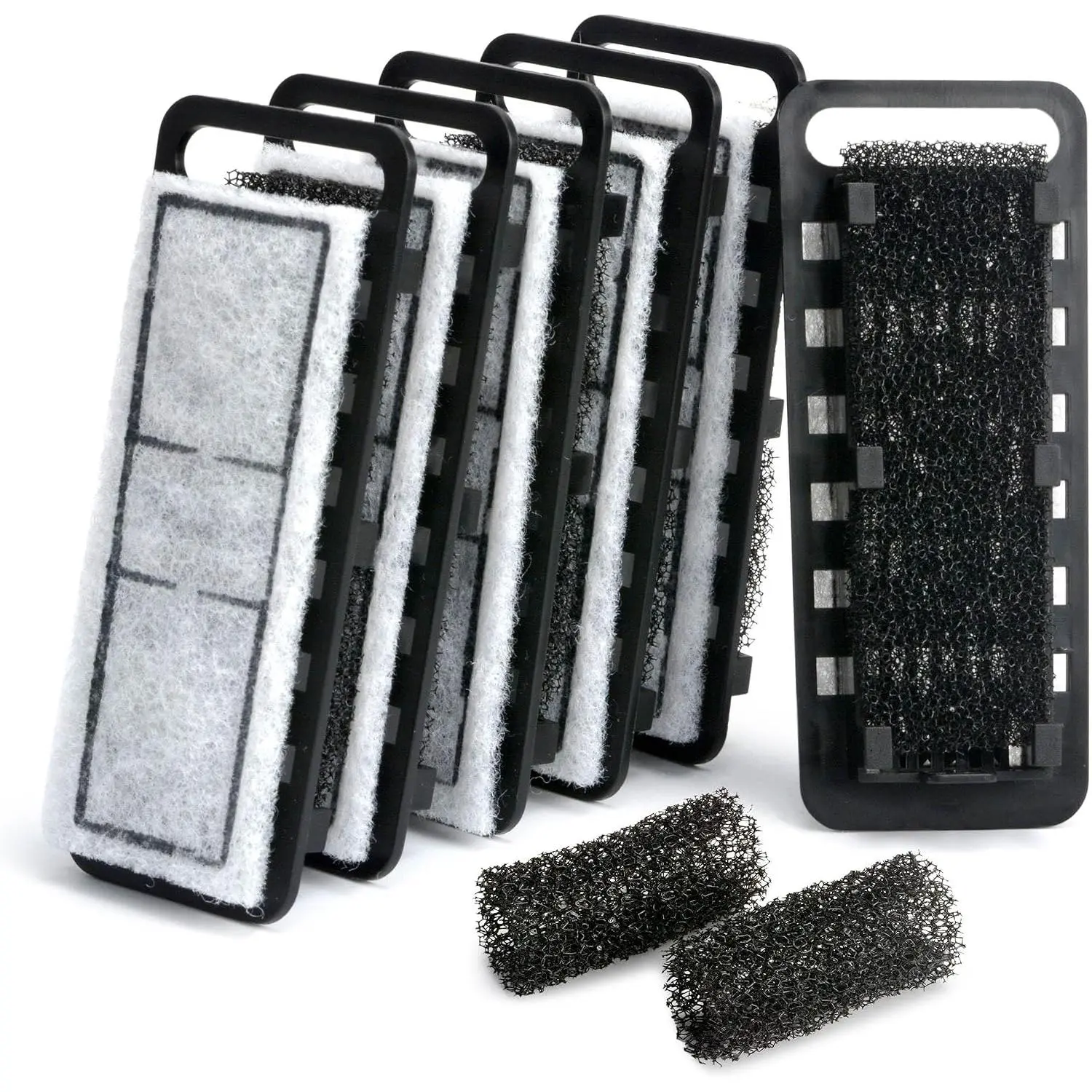 Slim Aquarium Filter Cartridges (6 pcs) with  Sponges (2 pcs)