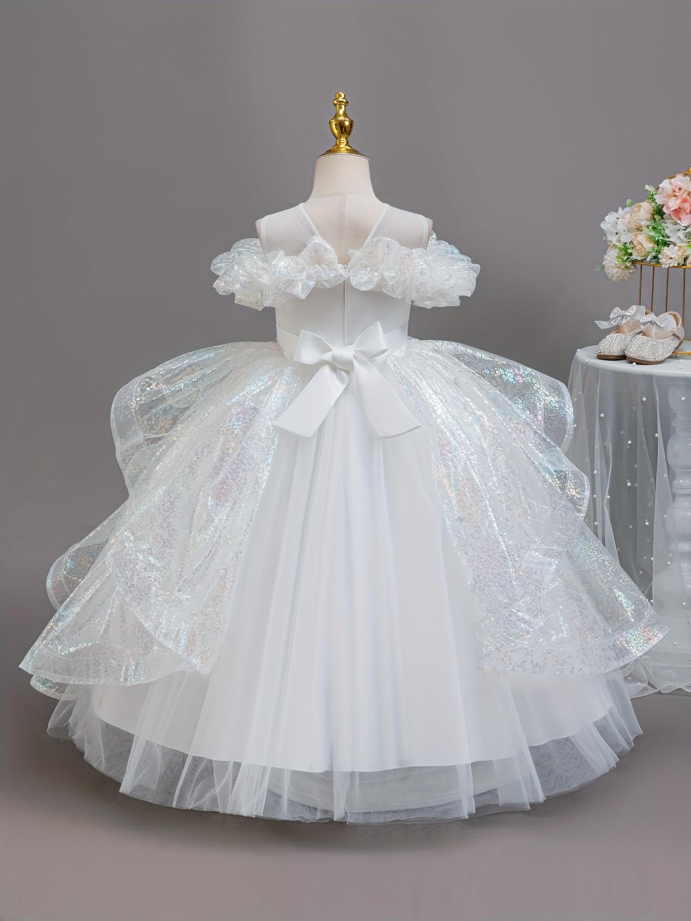 Girls' Elegant Princess Dress with Sparkling tutu & net - Sleeveless Mid-Length Recital Dress Birthday Party Outfit, Nutcracker - Hand Washable Gown all-Season Wear ( & Little Girls)