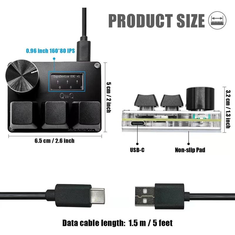 SayoDevice O3C OSU Keyboard Rapid Trigger Hall Switches Magnetic Linear Switches Keyboard with Knob and Screen,Copy Paste,Scut,Macro swap Mini