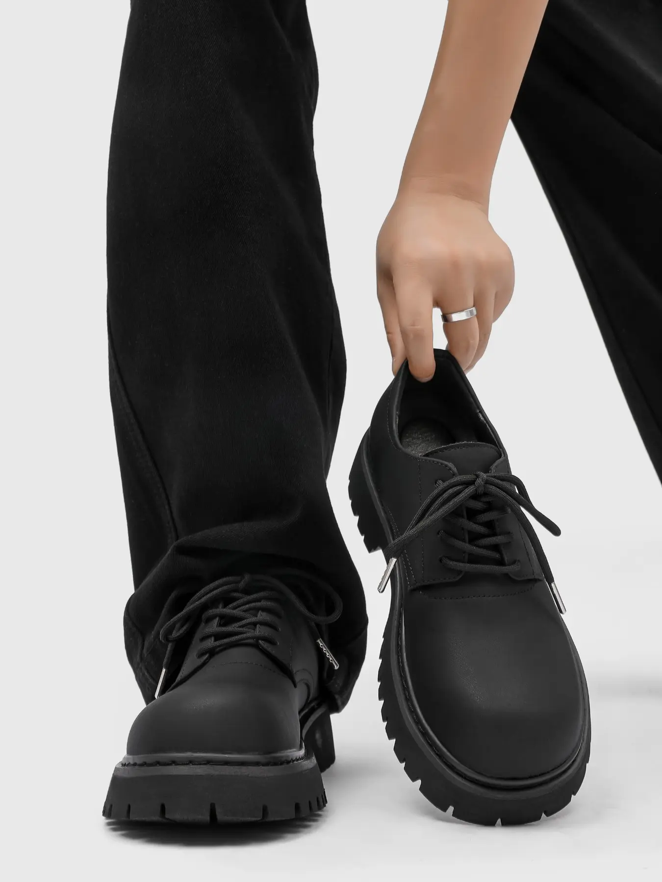 Men's Derby Shoes, Thick Sole Large Size, Round Toe, Height Increase, Anti-Slip, Premium Feel, Big Head Mickey Shoe, Comfortable & Stylish, Smart Casual Shoes