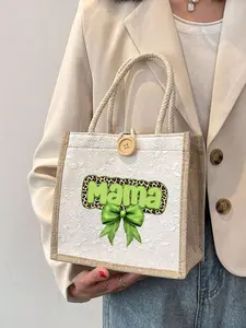 Large Capacity Handbag, Mom Print Letter Shoulder Bag, Women's Casual Crossbody Bag, Shopping Bag, Gift Bag, Mother's Day Present