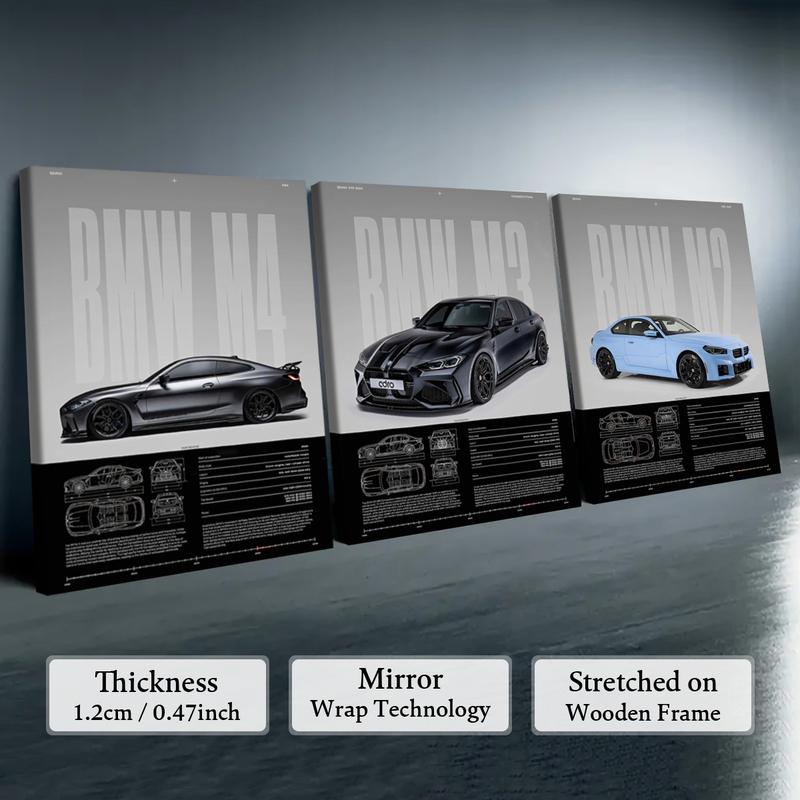 3-Piece Solid Wood Art Prints, Unframed Art Print, Bmw Series Performance Car Posters, Modern Wall Decor, Waterproof Home Decoration, Ideal Gift Set #TOP PICKS