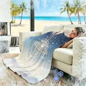1PCS Cloud Sea Starry Sky Magic Circle Q-MAX>0.3 Cooling Blanket, Breathable Sweat-wicking Skin-friendly for Healing Style Lovers Bedroom, Sofa & Air-conditioned Room