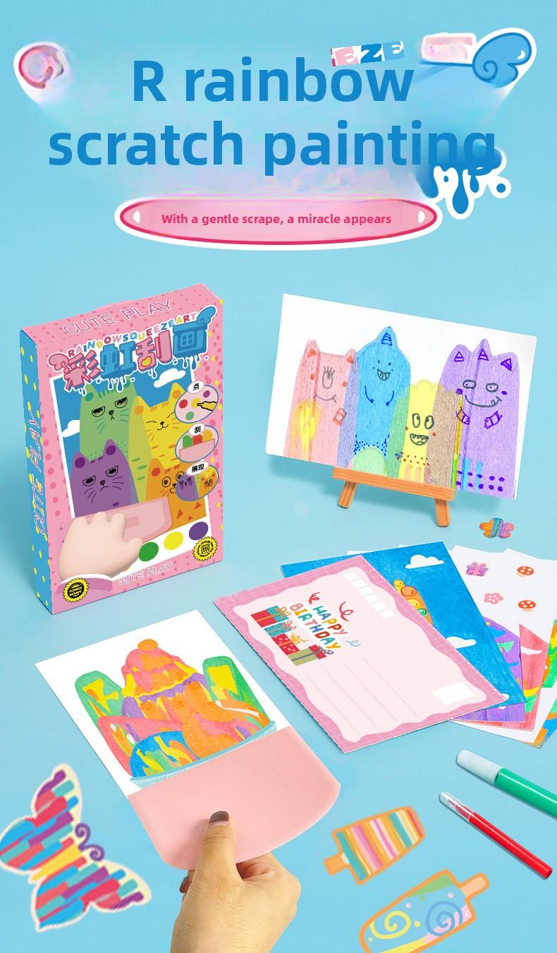 DIY Rainbow Scratch Art, Rainbow Dot Scratch Art, Fun Bookmarks for Kids, Craft Scratch Art Paper