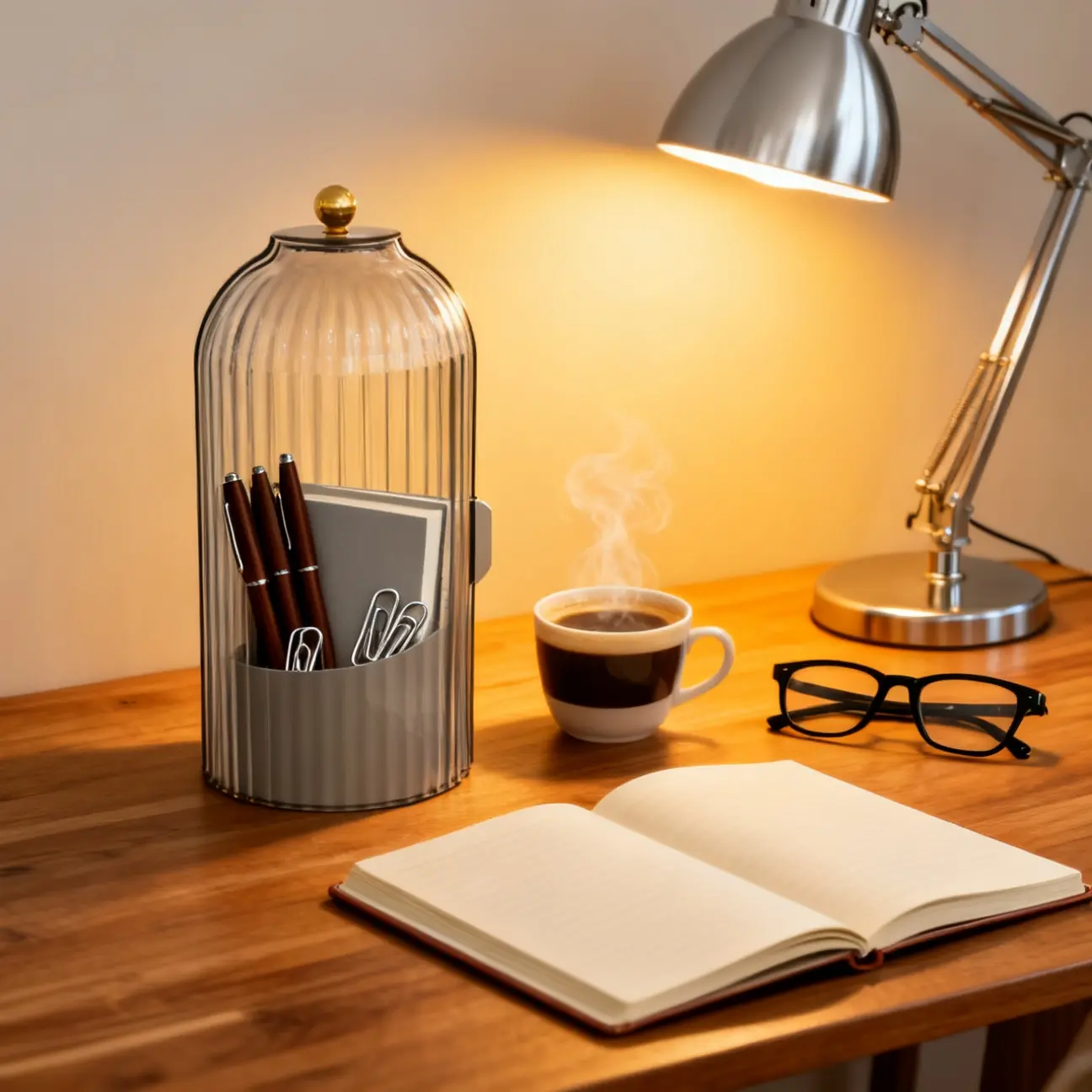 1 piece luxury acrylic notepad box with large capacity, flip cover, dust-proof, convenient for storing sticky notes. It is a display and storage box for desk supplies at the company's front desk, with a high appearance level.