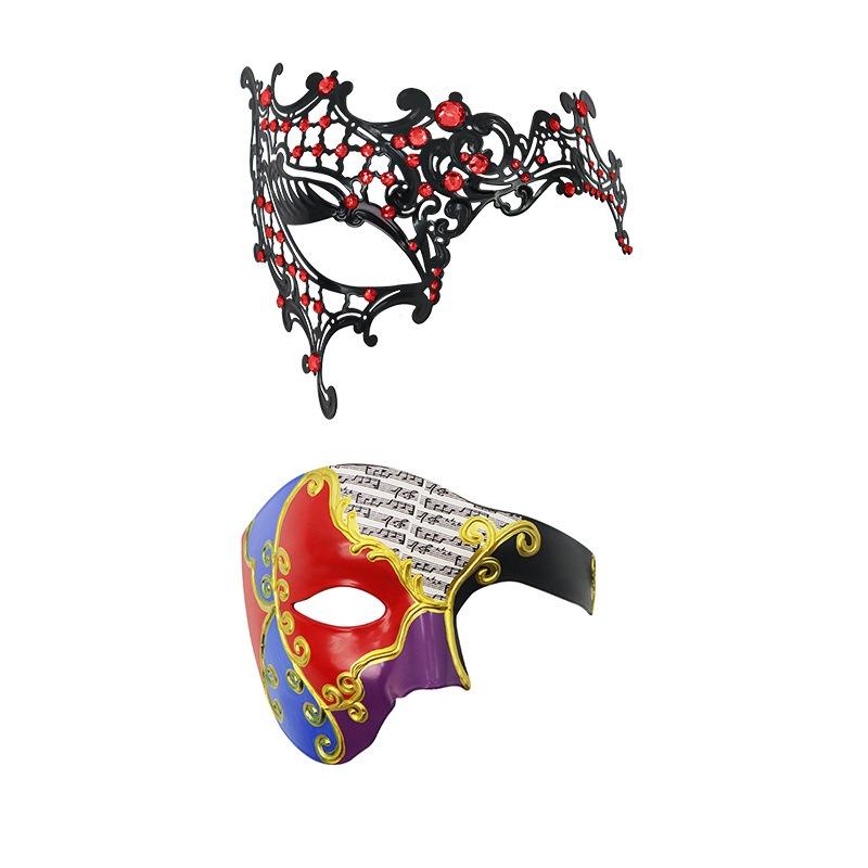 Venetian Carnival Half Face Mask, Rhinestone Phantom of the Opera One-Eye Mask for Couples & Masquerade Party