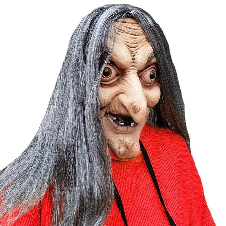 Halloween Witch Mask, Scary Witch Head Mask, Creepy Cosplay Costume Prop for Halloween Party, Horror Character Dress Up Accessories