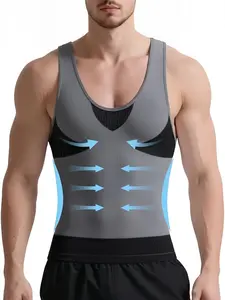 1 Count Men's Body Shaper Slimming Shirt, Compression Shirt,  Shapewear Vest, Tank Top Undershirt, Seamless Corset, Tight-Fitting Underwear, Tummy Control Shaperwear Tops, Waist Trainer, Suitable For Daily Or Sports