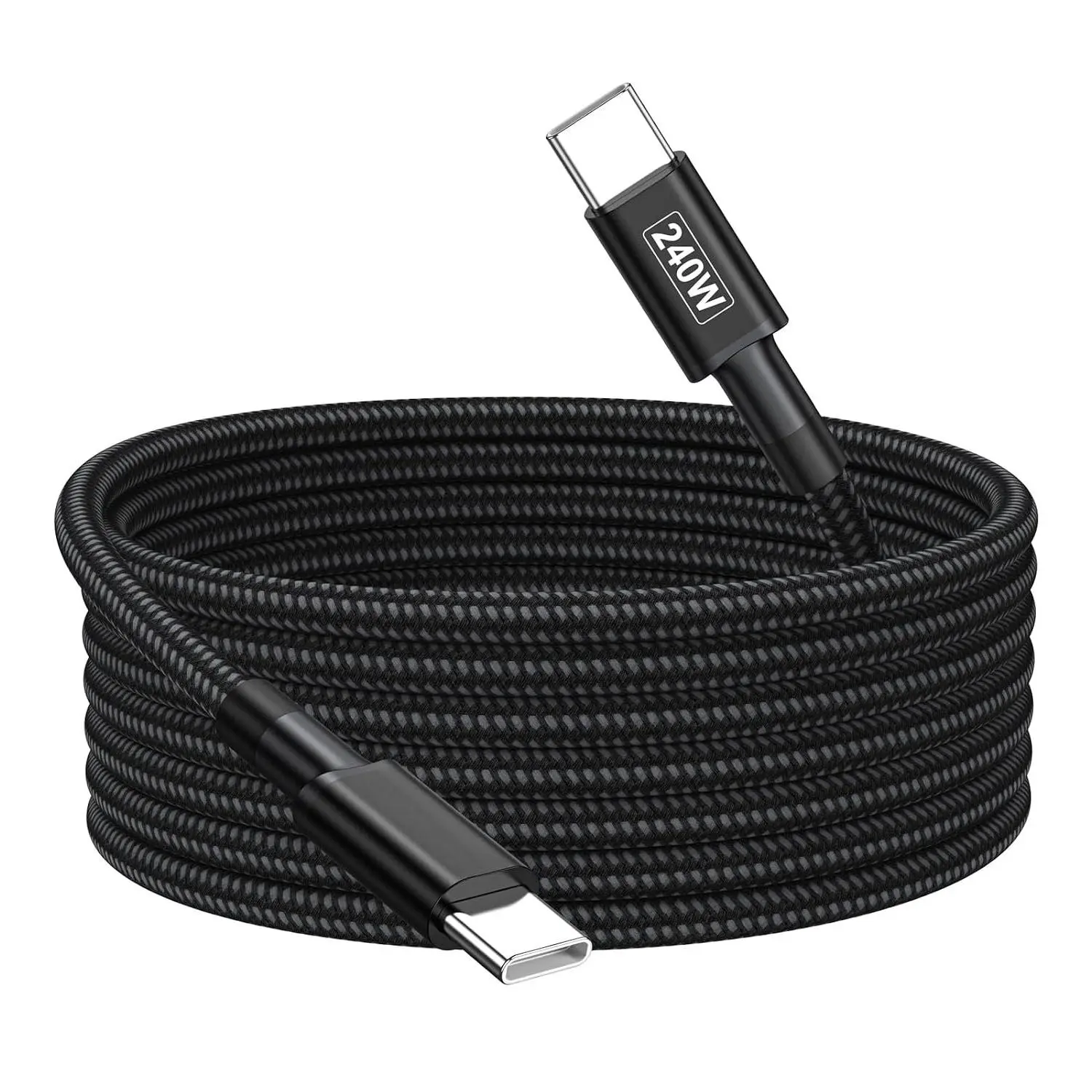 240W USB-C Charge  10ft  , USB-C Charge Black Braided Cord 240w Power Delivery for  15/16/17 Pro Max iPad Galaxy S26 Pixel 10 MacBook Air/Pro/Neo Laptop and