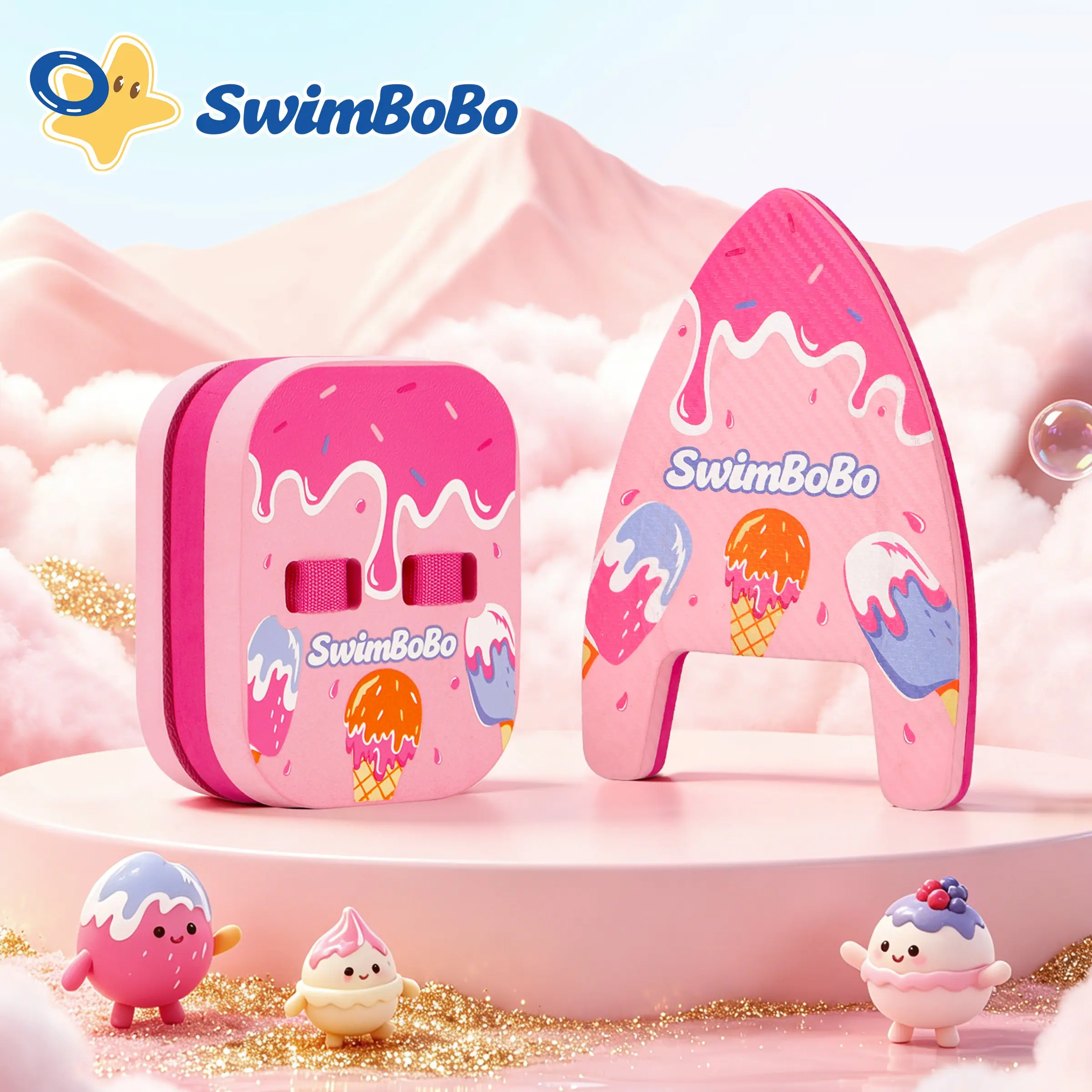 Swimbobo Ice Cream Float Board, Kids Swimming Training Tool, Three-Layer Thick Eva Material, Back Float + Waterboard Combo, Safe and Non-Irritating