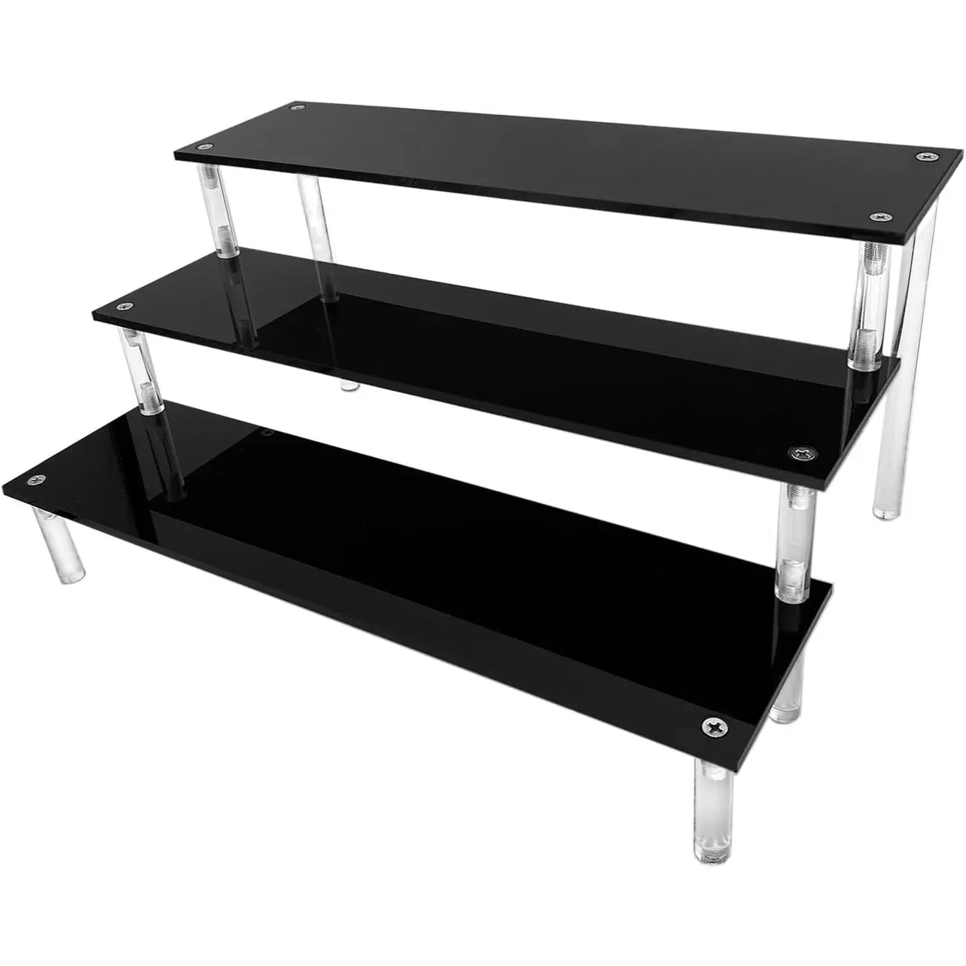 Riser Black  Shelf Riser 3 Tier Perfume Organizer Cologne Display Stand Large Cupcake Stand Shelf for  POP Desserts Holder Collection  Products Tabletop Use 12"X8"X6"
