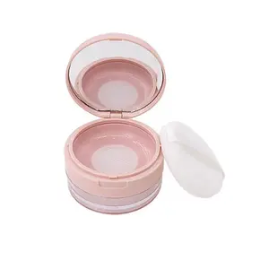 Plastic Empty Travel Small Loose Powder Compact Loose Powder Containers 20 ml(0.67 oz) Leak-free Reusable Plastic Powder Container, DIY Makeup Powder Container with Sponge Puff