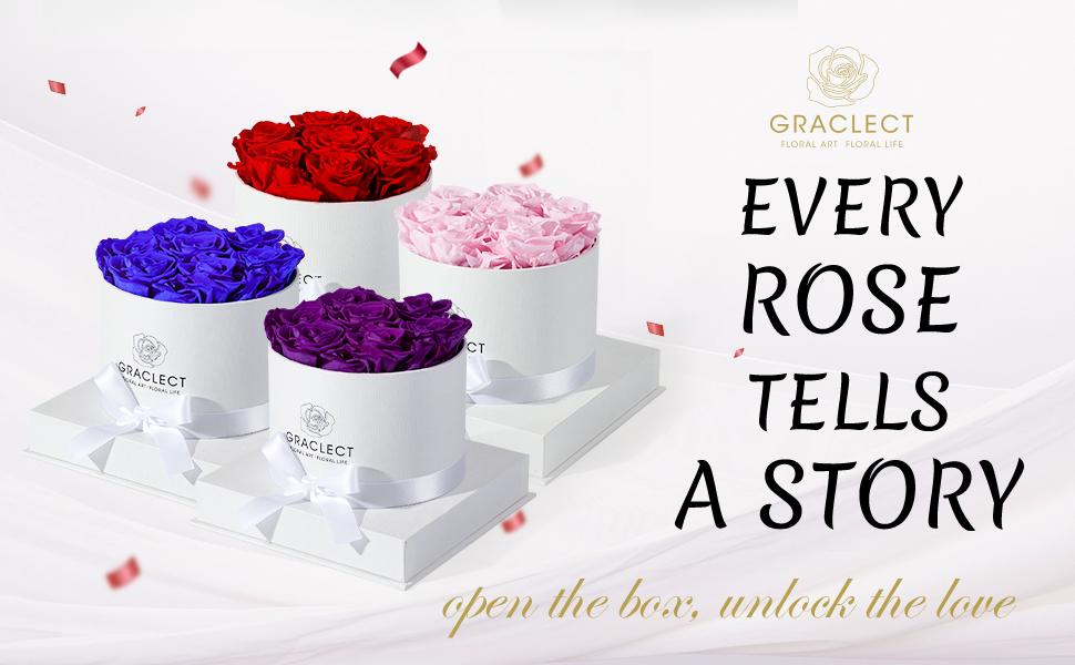ZY Preserved Roses in a Box - Forever, Immortal Roses, Eternal Rose Birthday Gifts for Her, for Mom - Pink Rose Decor Decorative