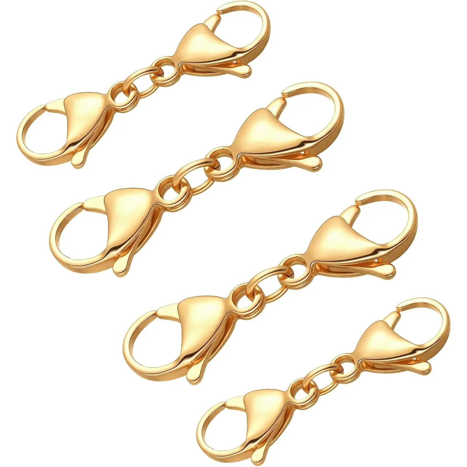 4 count  Double Lobster Clasp Extender, Necklace Chain Extension Double Claw End Clasps Design, Bracelet Extender Connector Clasp for DIY  Making