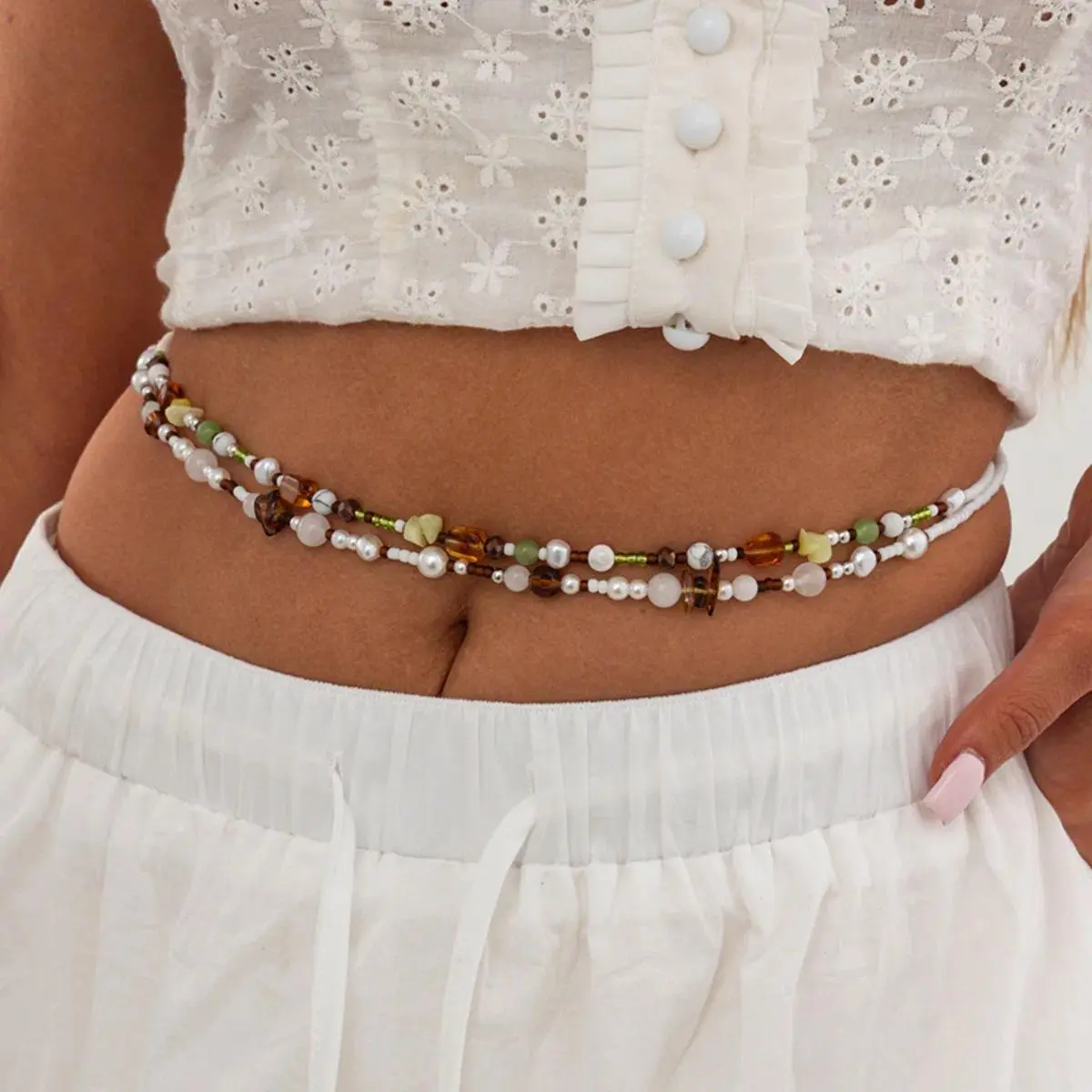KunJoe Bohemia Beaded Elasticity Sexy Waist Belly Pendant Women Fashion Summer Beach Waistband Bikini Beads Body Chain Jewelry