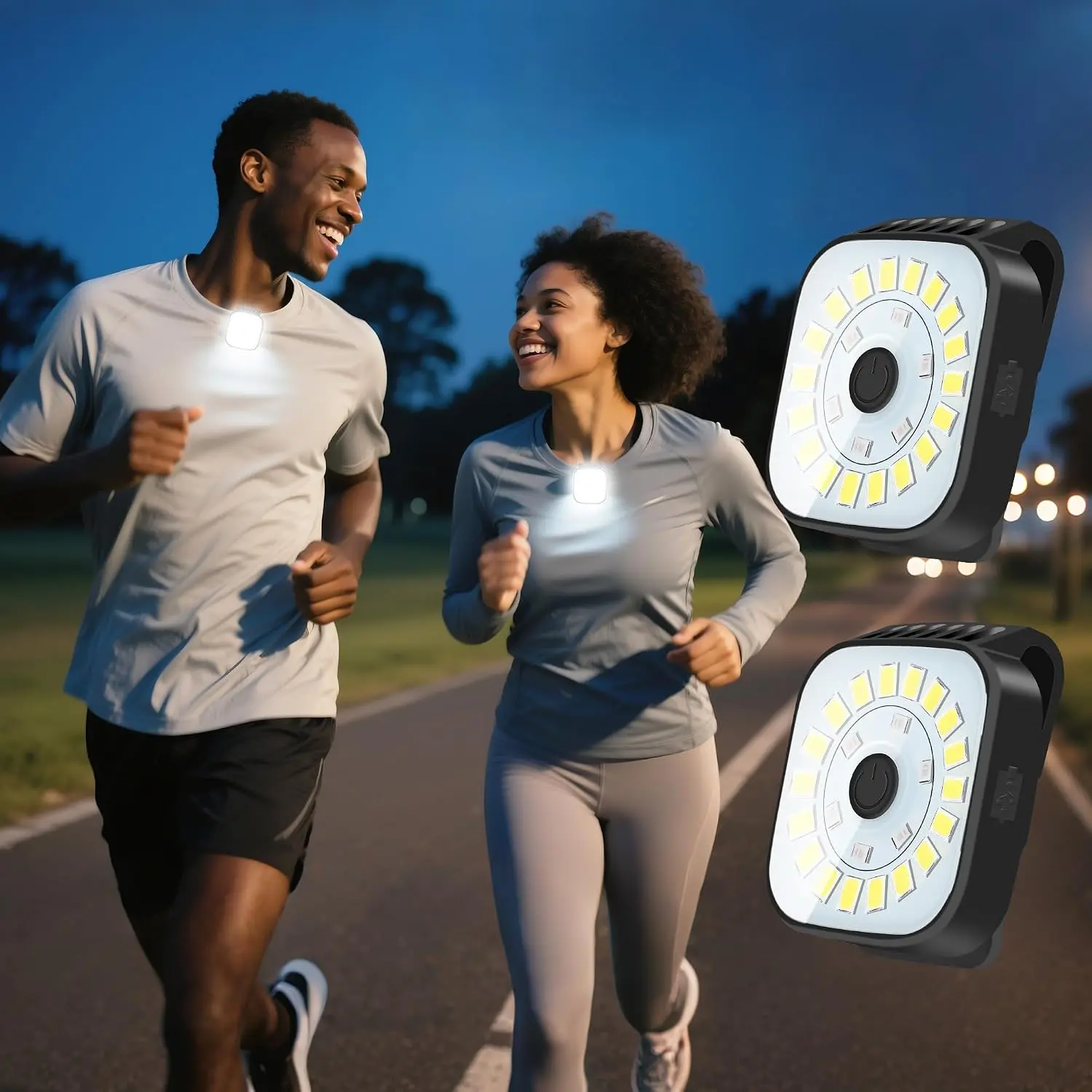 2 Pack Running Lights for Runners - Rechargeable Clip  Flashlight, Running Accessories for Men, Walking Light for Night Walking, 4 Modes Safety  Light, Jogging Biking Hiking Camping Gear
