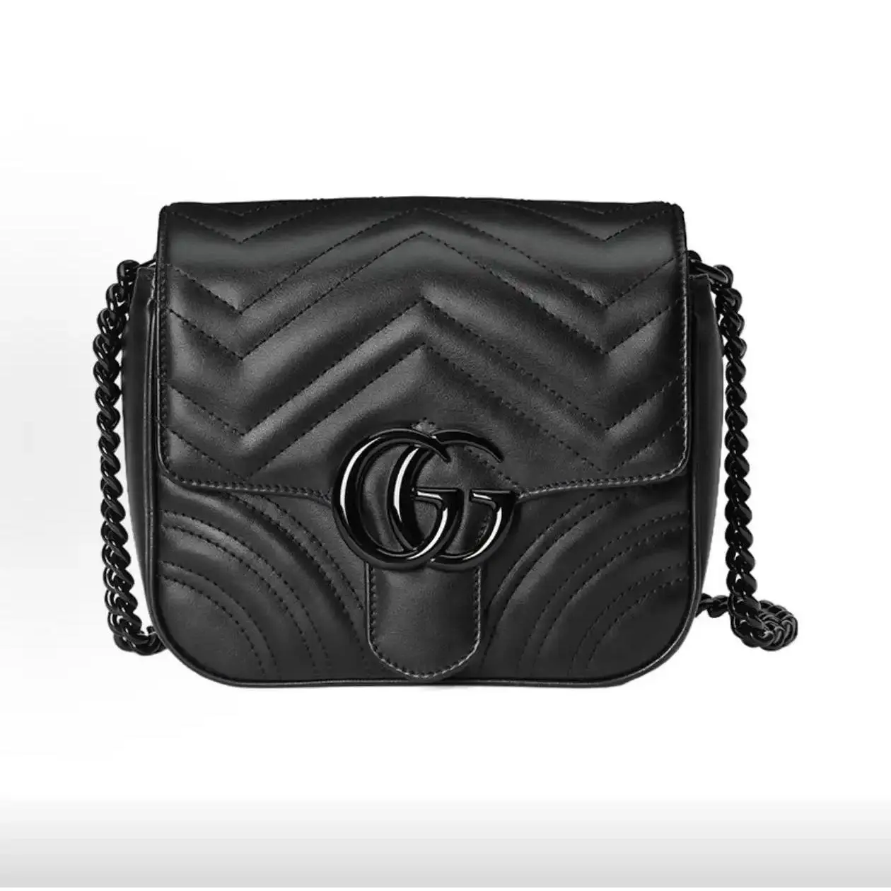 Pre-owned GUCCI GG Marmont Black Warrior Square Mini Shoulder & Crossbody Bag