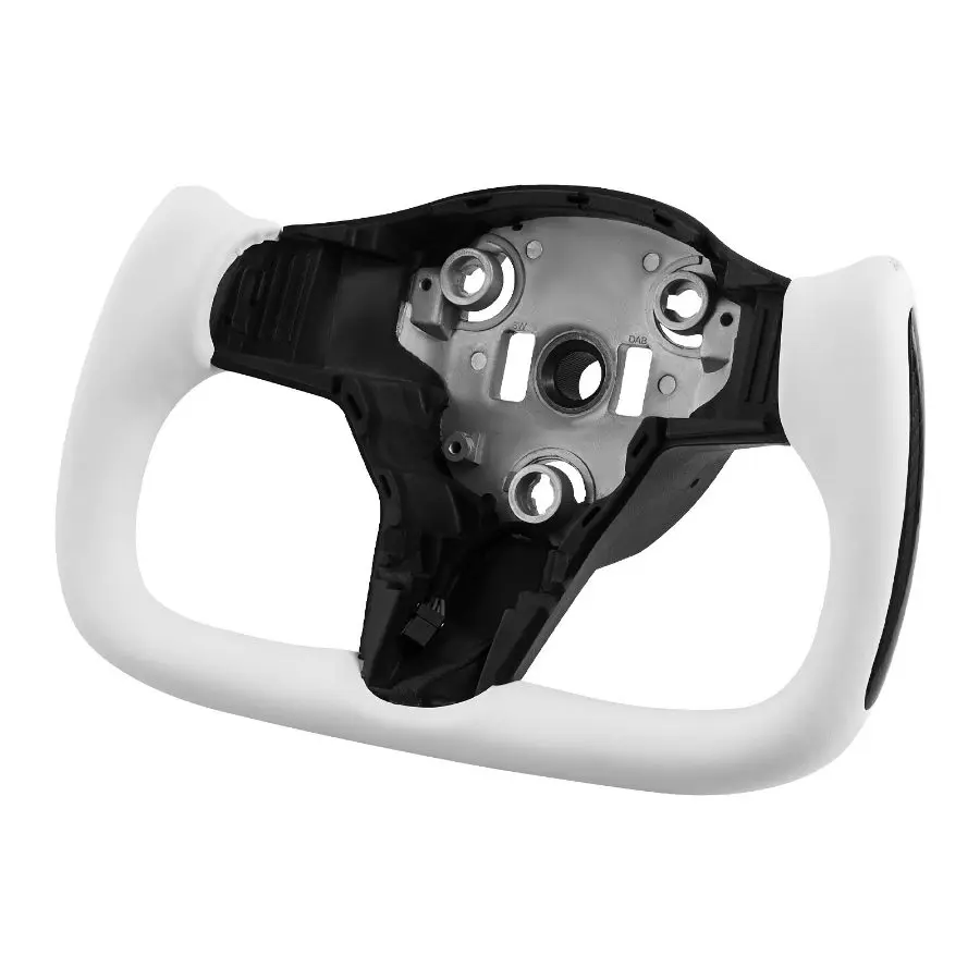 VEVOR Steering Wheel for 2016-2023 Tesla Model 3, Carbon Fiber Steering Wheel D-Shaped Flat-Bottom with Heating Function, Leather Grip with Non-Slip Texture, Accessories Replacement for Model 3, White