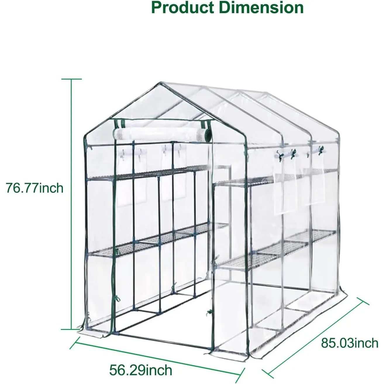 Heavy Duty Walk-In Greenhouse Outdoor Garden Walk-In Tent (85x56x77 in) - Weatherproof PE Cover - 6-8 Shelves - Mesh Windows - Natural Light Compatible - Portable for Plant Growth in Garden