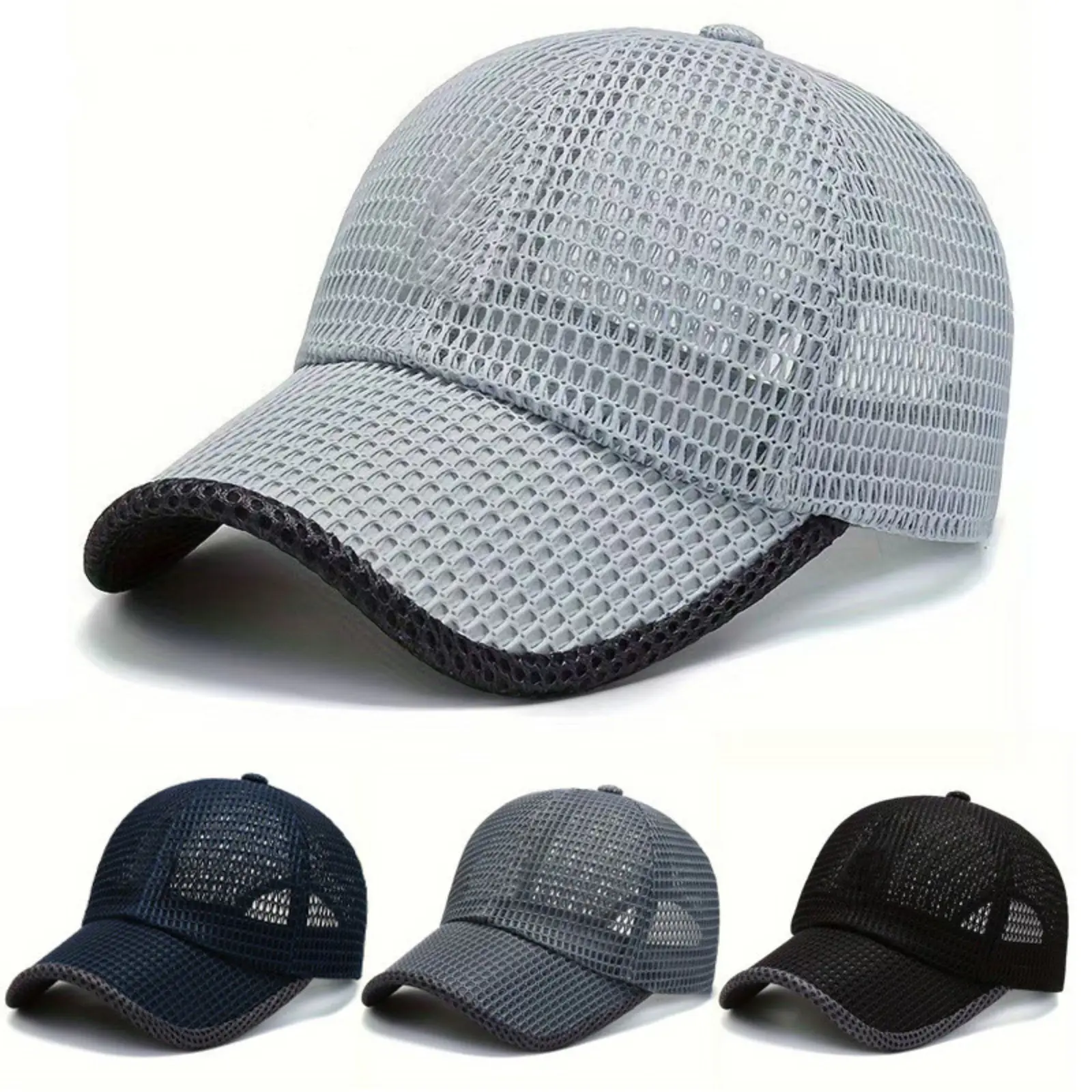 Full Mesh Breathable Baseball Cap, Hollow Out Quick Dry Net Peaked Cap, Lightweight Adjustable Summer Sun Hat, Outdoor Sports Running Golf Cap, Casual Daily Mesh Trucker Hat, For Men Women