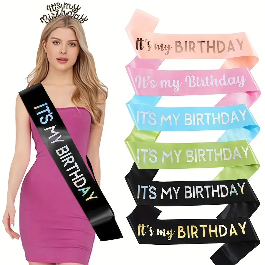 My birthday party decoration ribbon, ceremonial ribbon, colorful printed fabric, heat-pressed waistband, ribbon