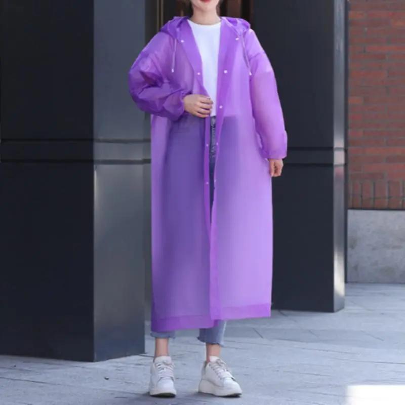 Solid Color Raincoat, 1-Count Portable Lightweight Windproof and Waterproof Raincoat with Drawstring for Outdoor Cycling