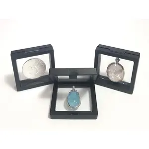 Black Transparent  Floating Frame Display Holder/Box/Frames for  ,  Medallions, Antique, ,, 2.75 x 2.75 x 0.75 Inches (Set of 3 count)