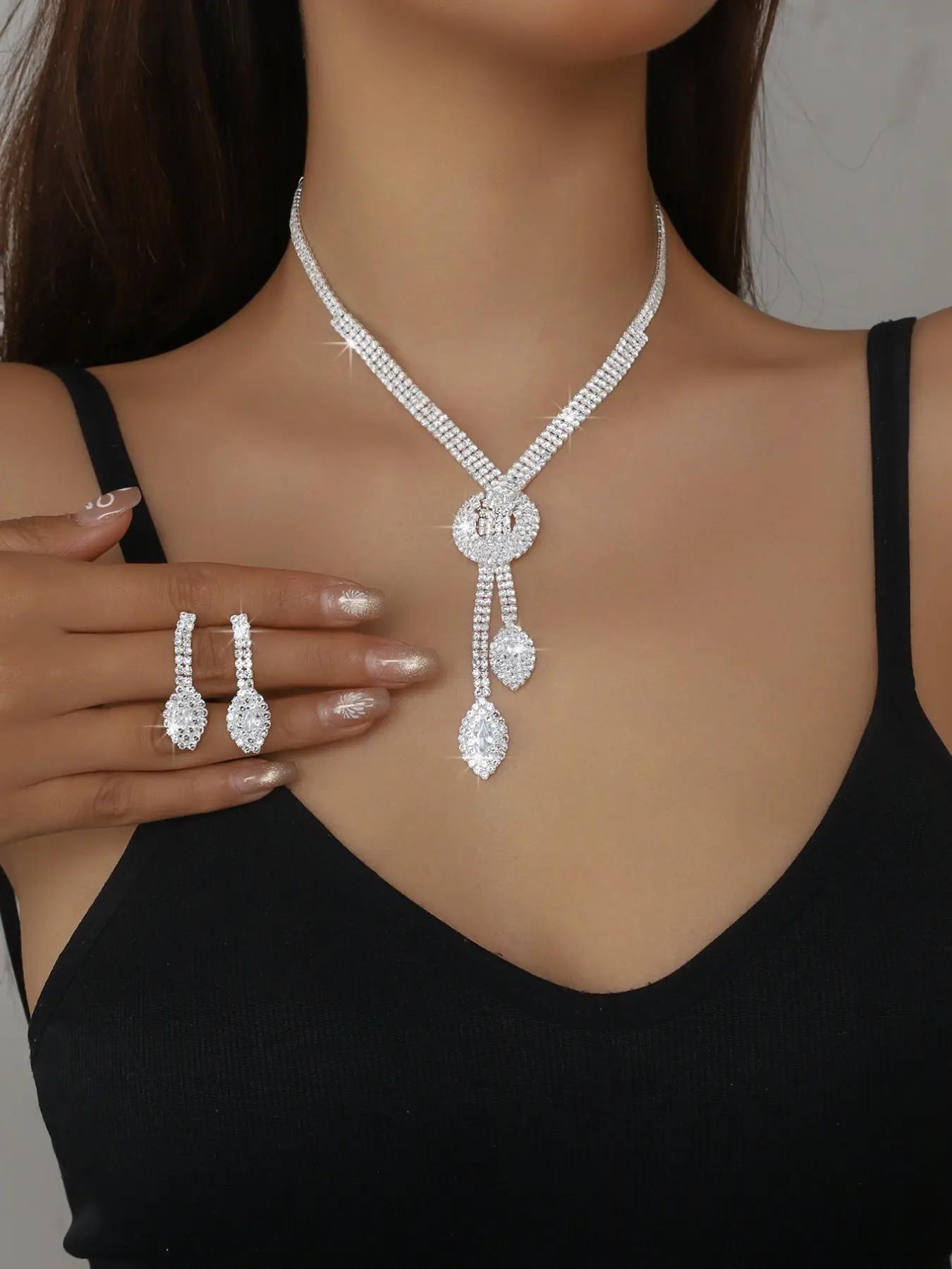 Elegant Bridal Jewelry Set, Luxurious High-End Braided Fringe Necklace and Earrings, 3-Piece Wedding Accessory Collection