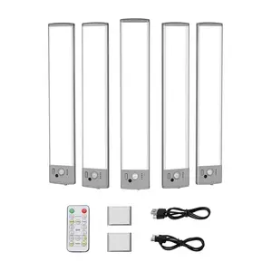 VEVOR Under Cabinet Lighting, 5 PCS, 68 LED Motion Sensor Lights, Rechargeable Battery Operated Closet Lights with Remote Control, Wireless Under Counter Light for Cabinets, Bookshelf, Stair, Hallway