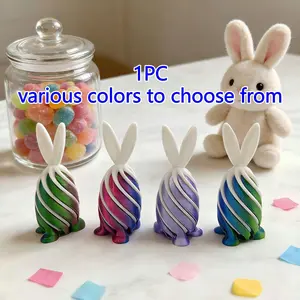 1PC 3D Printed Spiral Pull Rabbit Egg Stress Relief Toys, Easter Unzip Fidget Toys, Perfect for Classroom Rewards, Party Favors, Holiday Basket Fillers, Halloween & Christmas Stocking Stuffers