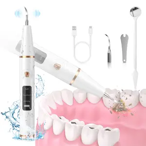 Ultrasonic Plaque Remover for Teeth,Teeth Cleaning Kit with LED Light and 5 Adjustable Modes Teeth Cleaner,2 Replaceable Heads,Rechargeable Dental Care Tool for Women/Men,Dogs and Cats,Father's Day Gift