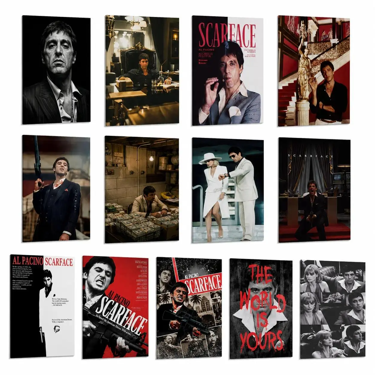 Scarface Tony Montana Canvas Wall Art Poster - Classic Gangster Movie Print, Vintage Mafia Style Artwork, Al Pacino Crime Film Decoration for Bedroom, Bar, Movie Fans Gift
