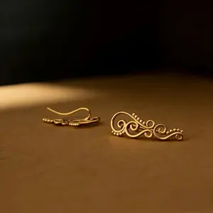 Retro Scroll Pattern Earrings, French Palace Style Studs, Require Ear Piercings, Unique Wrapped Ear Additions
