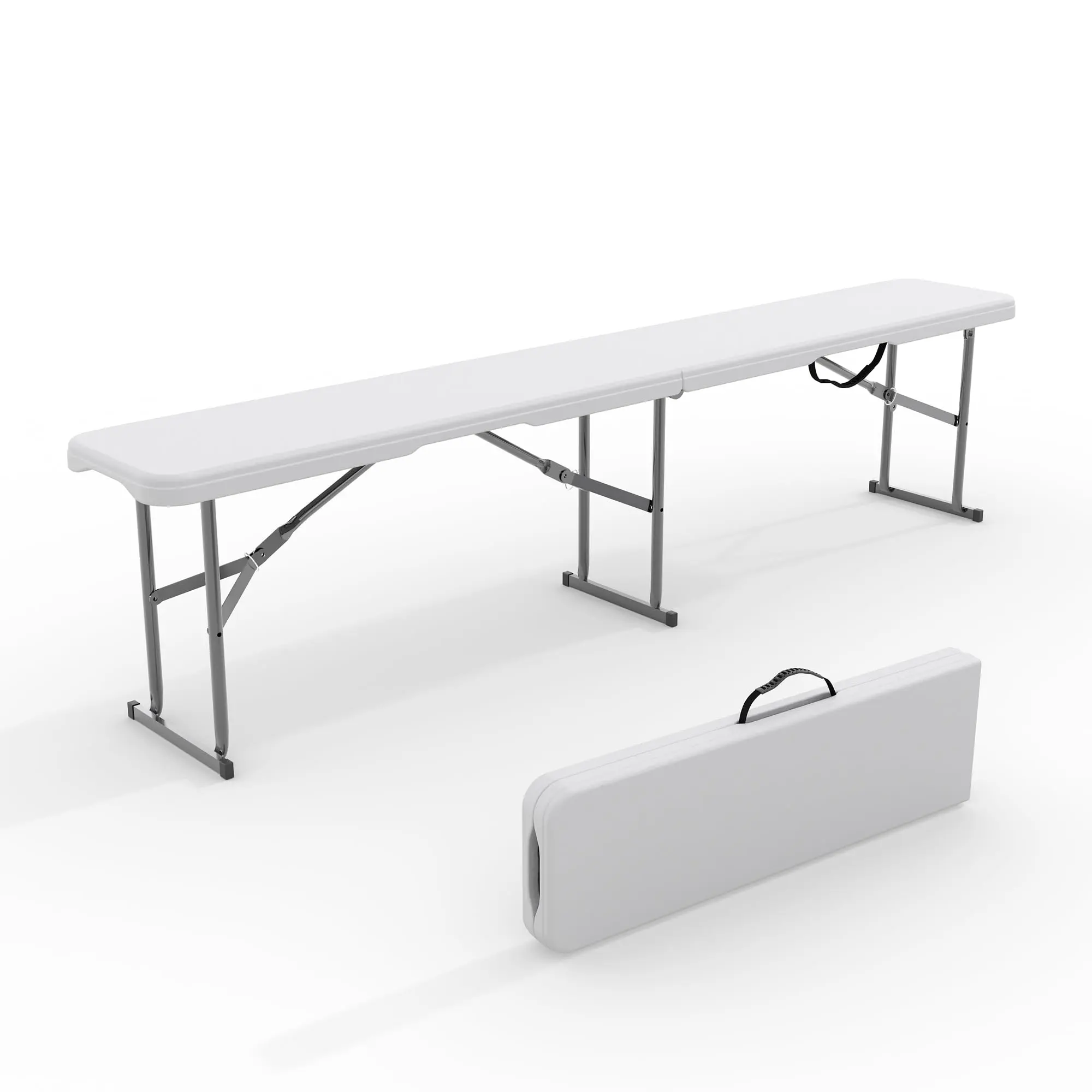 6FT Folding Bench – Portable Outdoor Seat with Carry Handle &Locking Legs, Heavy Duty HDPE Picnic Bench for Camping, Soccer, Tailgate & Backyard