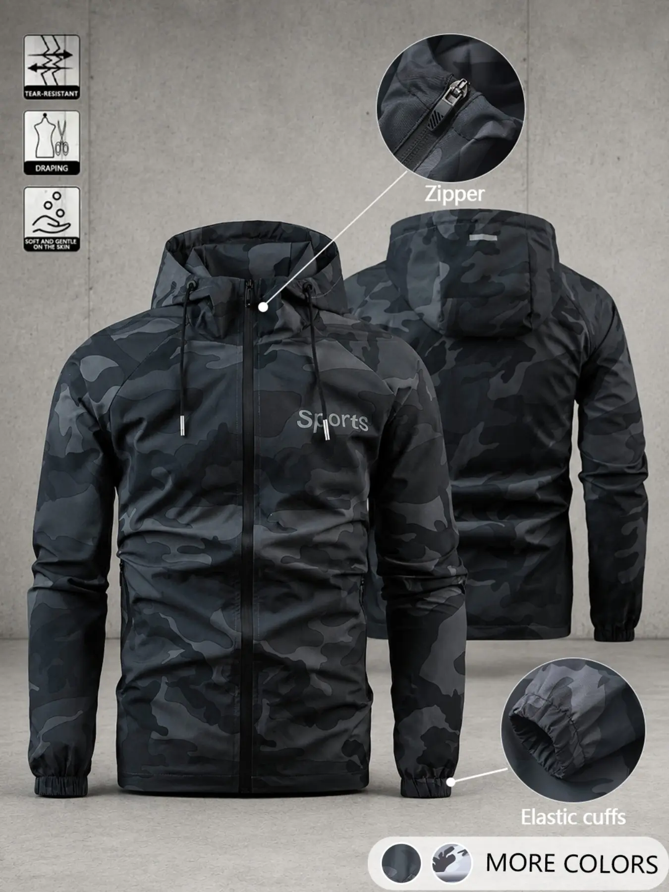 Men's Autumn/Winter Casual Windbreaker – Techwear/Tactical/Utility Style, Streetwear Outerwear. Suitable for outdoor hiking, leisure, work, and urban settings. Features a regular fit with a trendy, minimalist street-style aesthetic. Retro yet versatile