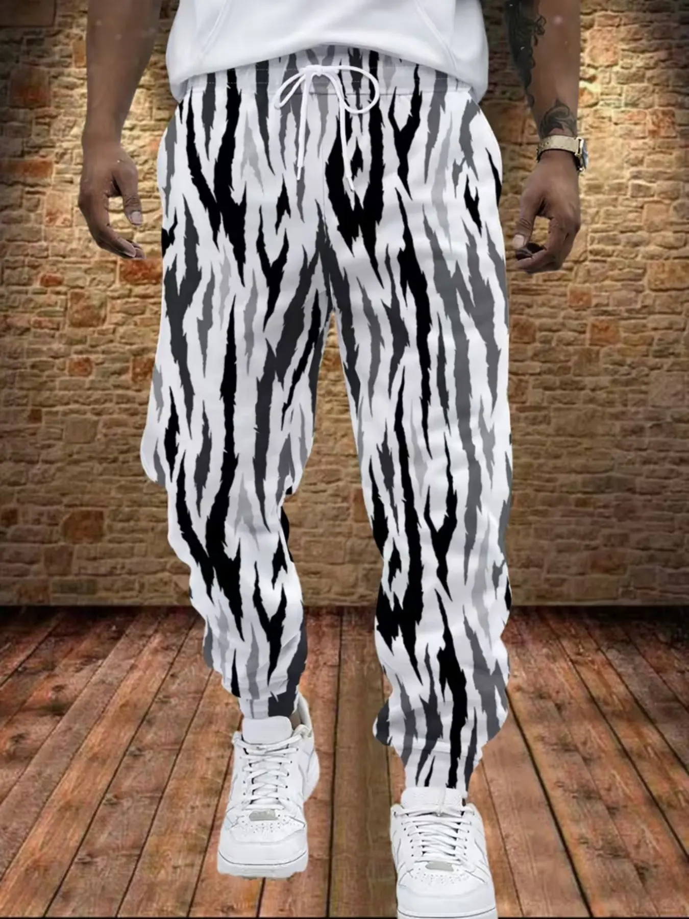 Fashionable Men's Casual Sweatpants, Slim-Fitting All over Print, Long/regular Length, Fall Season, Trendy and Comfortable, Graphic Pants