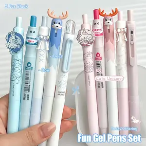 5/10pcs Fun Animal Ballpoint Pens, 0.5mm Quick-Dry Set, Creative Simple Design, Butterfly Unicorn, School & Office Supplies, Party Gifts