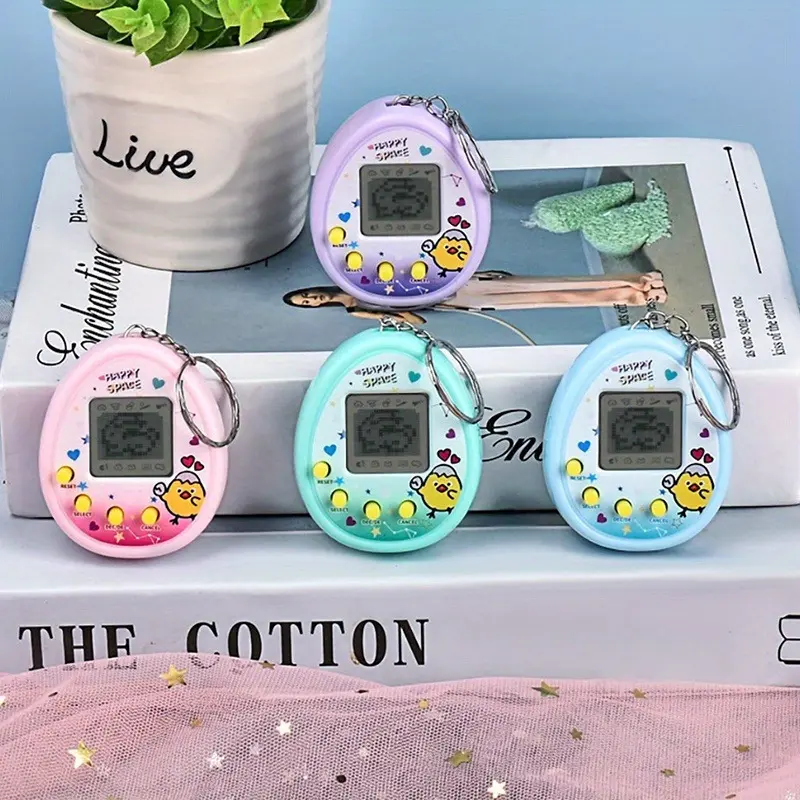 1pc Electronic Pet Machine Keychain, Mini Game Console Charm for Backpacks, Plastic Material, Assorted Colors (White/Pink/Purple/Green), Men, Keychain