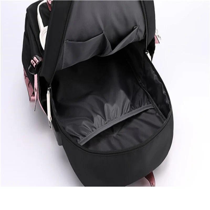 Demon Slayer Kanroji Mitsuri Backpacks Teenarges Schoolbag Anime USB Charge Laptop Travel Outdoor Bag Color Blocking Mochila