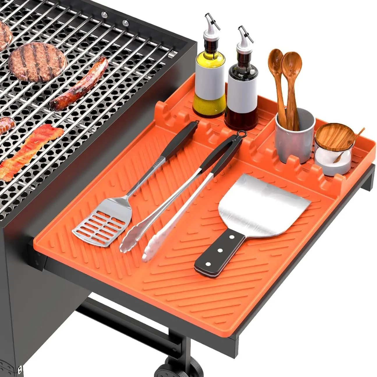 Silicone Grill Mat for Blackstone Griddle, Orange Color, Durable Non-Stick Cooking Surface, Perfect for Outdoor Bbqs & Indoor Use