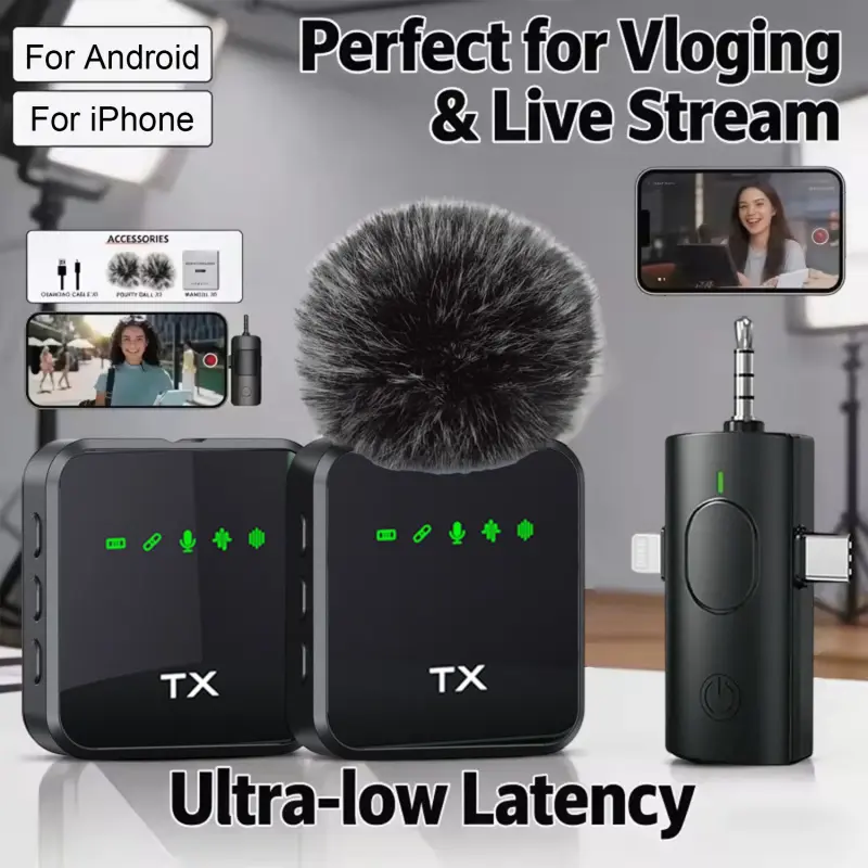 F11 Three-In-One Wireless Portable Lapel Microphone, Short Video Shooting Phone Noise Reduction Live Streaming Mic, Professional Quality Recording