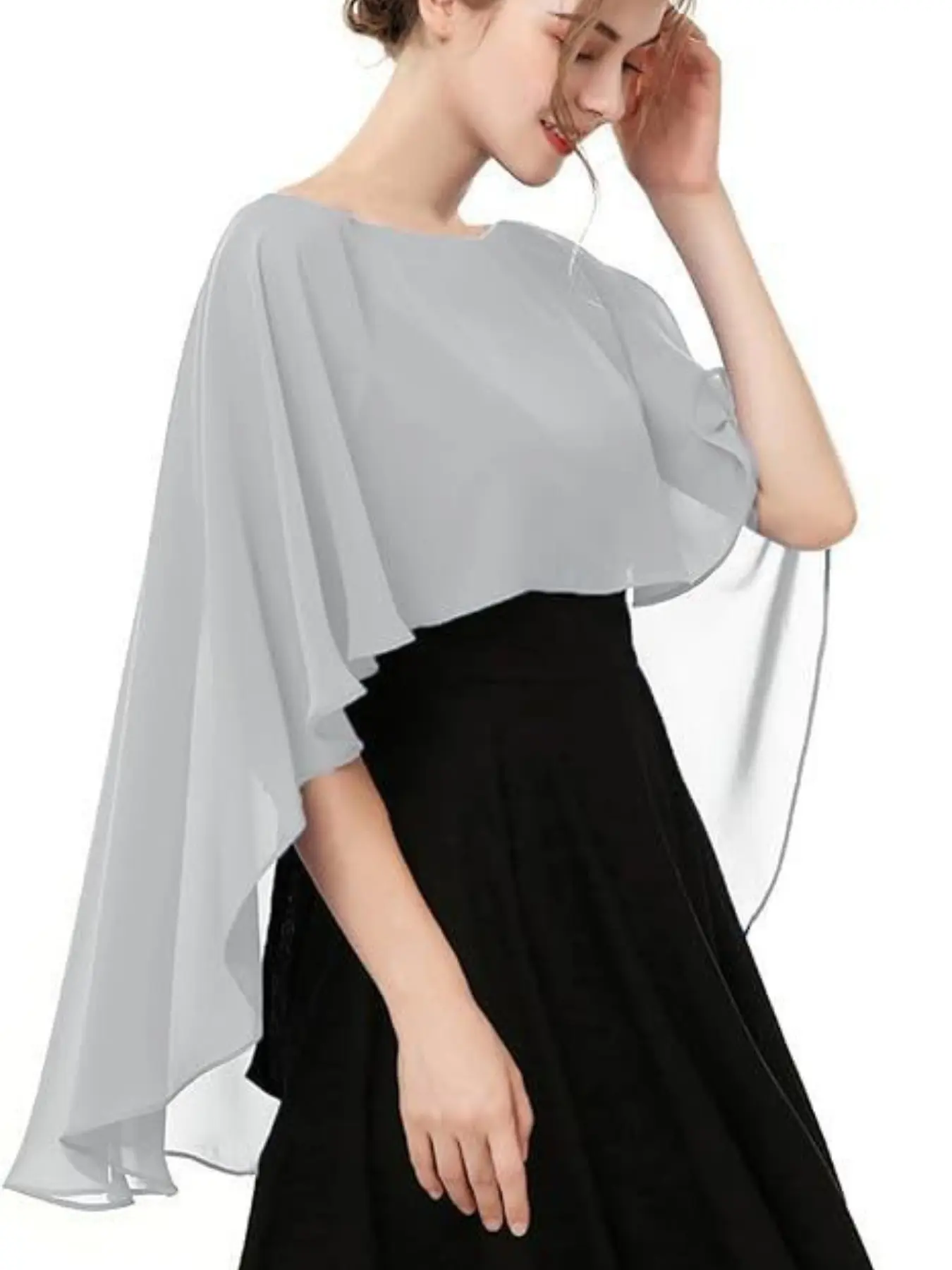 New evening dress pashmina hooded cape thin chiffon solid color scarf sun protection breathable monochrome long cape